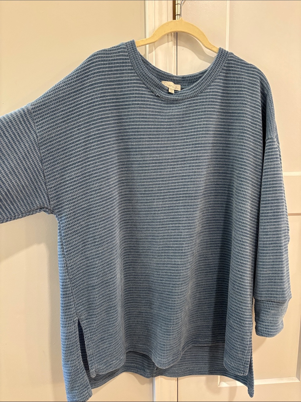 Chenault Light Blue Waffle Knit Crewneck Sweater